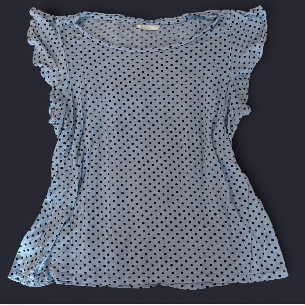 H&M Blue Polka Dot Ruffle Blouse